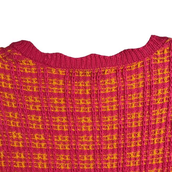 Free Assembly Sweater Dress Women's M Pink Orange Short Sleeve Woven V-Neck - Picture 8 of 14